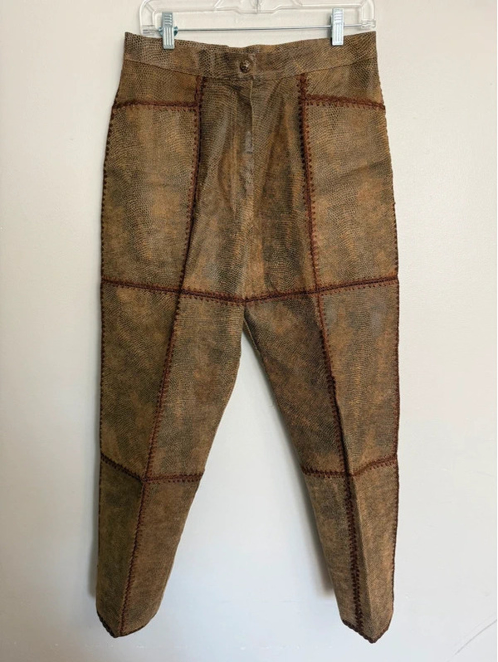 Vintage S.M.H. Genuine Patchwork Leather Pants Snakeskin Whipstitch Pants 12